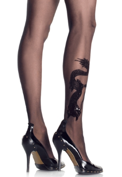 Dragon embroidered stockings
