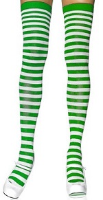 Striped green and white tights