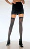 Over the knee thigh high pantyhose in black.