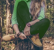 Woman in green outfit