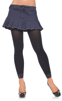 LA7883 Leg Avenue Opaque Footless Tights with Lace Trim