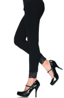 Ankle Length Lace Trim Leggings from Leg Avenue