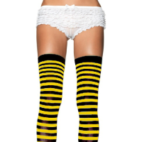 LA6005 Leg Avenue Nylon Black and Yellow Striped Thigh Highs