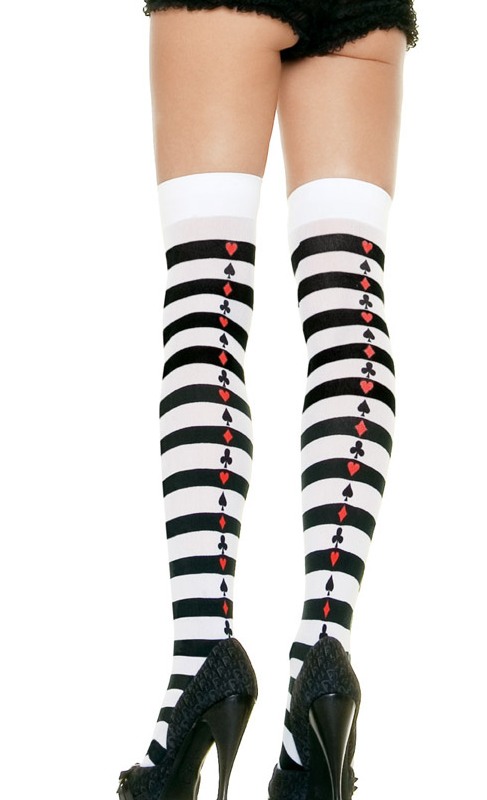 LA6305 Leg Avenue Thigh High Striped Stocking with Poker Backseam