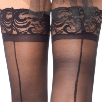 Leg Avenue 1042 Sheer Stay Up Thigh Highs with Back Seam For Sale Online 