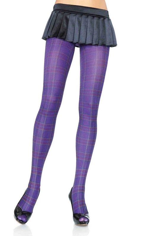 Leg Avenue Opaque Paper Print Plaid Tights LA7726 